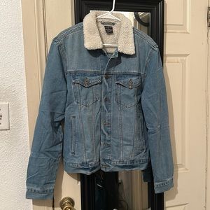 Light Wash Denim Sherpa Jacket